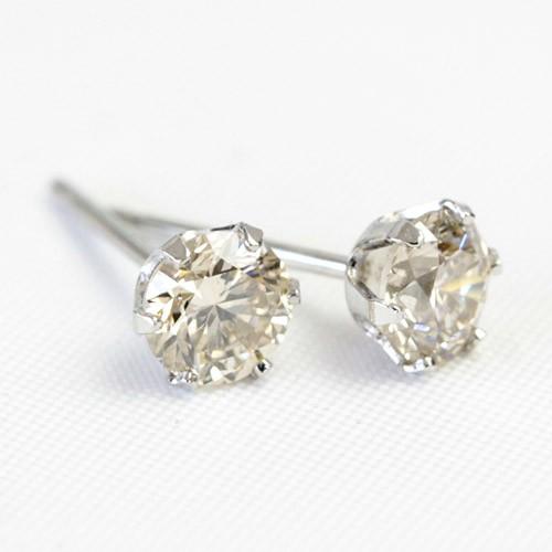 ピアス レディース ダイヤモンド ダイヤ 一粒 18金 18k K18 ゴールド シャンパンブラウンダイヤ 0.6ct カラット SIクラスアップの画像