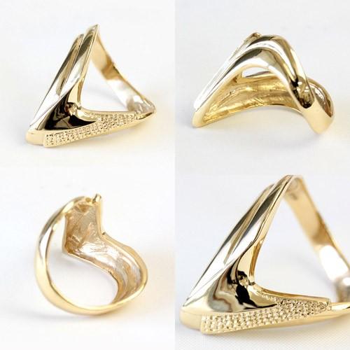 リング レディース 指輪 18金 18k K18 ゴールド ファッションリング V 