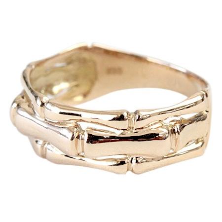 リング レディース 指輪 18金 18k K18 ゴールド プラチナ バンブーデザイン ファッションリング 文字入れ不可の画像