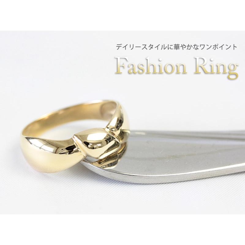 地金リング レディース 指輪 18金 18k K18 ゴールド ファッションリング プラチナ リボン 文字入れ不可の画像