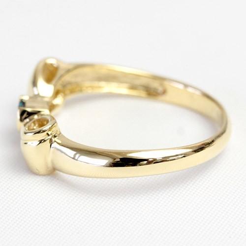 リング レディース 指輪 18金 18k K18 ゴールド ダイヤモンド ブルーダイヤ かわいい リボン 文字入れ不可の画像