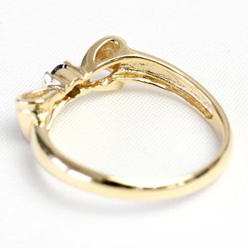 リング レディース 指輪 18金 18k K18 ゴールド ダイヤモンド ブルーダイヤ かわいい リボン 文字入れ不可の画像