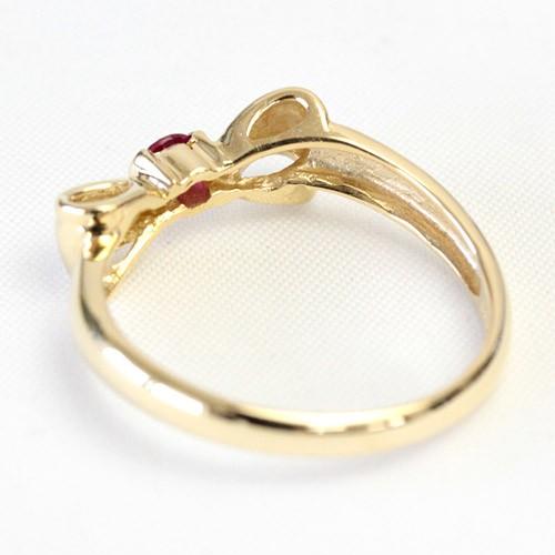 リング レディース 指輪 18金 18k K18 ゴールド ルビー かわいいリボン 文字入れ不可 |  | 03