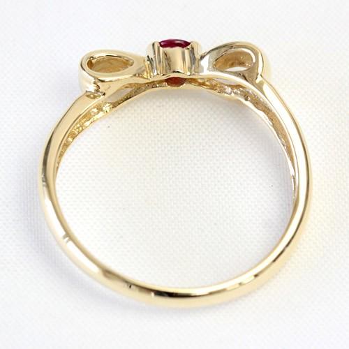 リング レディース 指輪 18金 18k K18 ゴールド ルビー かわいいリボン 文字入れ不可 |  | 04