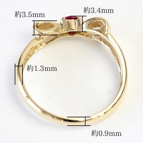 リング レディース 指輪 18金 18k K18 ゴールド ルビー かわいいリボン 文字入れ不可 |  | 07
