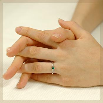 リング レディース 指輪 18金 18k K18 ゴールド エメラルド × ローズカット ダイヤモンドの画像