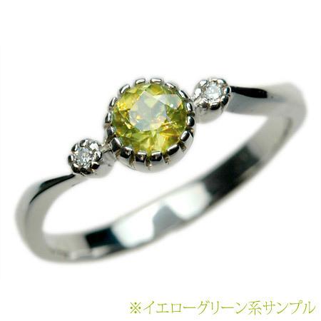 スフェーン リング レディース 指輪 ダイヤモンド 18金 18k K18 ゴールド 文字入れ不可 7月 ※現在の在庫はイエローグリーン系のルースとなりますの画像
