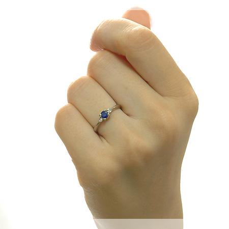 リング レディース 指輪 サファイア 18金 18k K18 ゴールド ブルーサファイア ダイヤモンド 脇石はローズカットダイヤ、ブリリアントカットから選べますの画像
