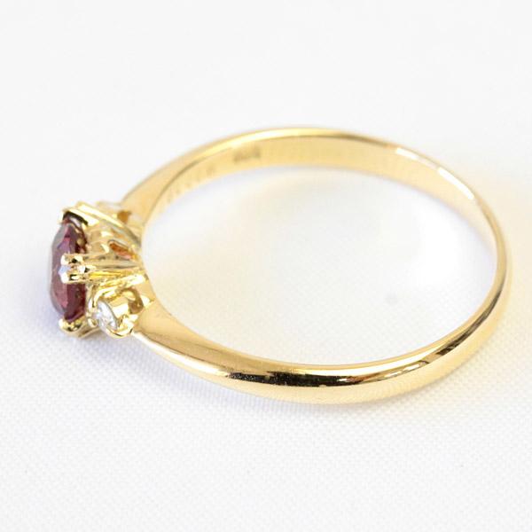 リング トルマリン レディース 指輪 18金 18k K18 ゴールド ピンクトルマリン × ダイヤモンド 脇石はローズカットダイヤ、ブリリアントカットから選べますの画像