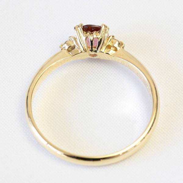 リング トルマリン レディース 指輪 18金 18k K18 ゴールド ピンクトルマリン × ダイヤモンド 脇石はローズカットダイヤ、ブリリアントカットから選べますの画像