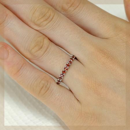 エタニティリング ガーネット レディース 指輪 リング 18金 18k K18
