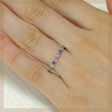 エタニティリング サファイア レディース 指輪 リング 18金 18k K18 