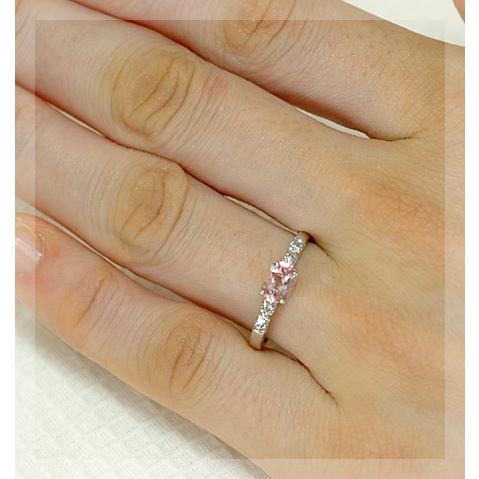 モルガナイト リング レディース 指輪 18金 18k K18 ゴールド 4月 ダイヤモンド ピンクアクアマリンの画像