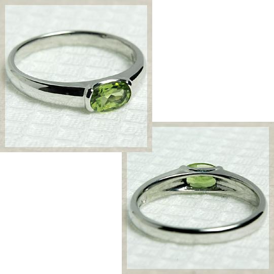 リング レディース 指輪 18金 18k K18 ゴールド ペリドット ストレート 4.0mm×6.0mmの画像