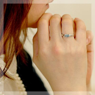 リング アクアマリン レディース 指輪 18金 18k K18 ゴールド サンタマリア アフリカーナ アクアマリン 4.0mm×6.0mmの画像