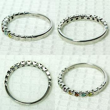 ダイヤモンド リング レディース 指輪 18金 18k K18 ゴールド ダイヤ アミュレット マルチカラーダイヤ 0.14ct カラット |  | 02