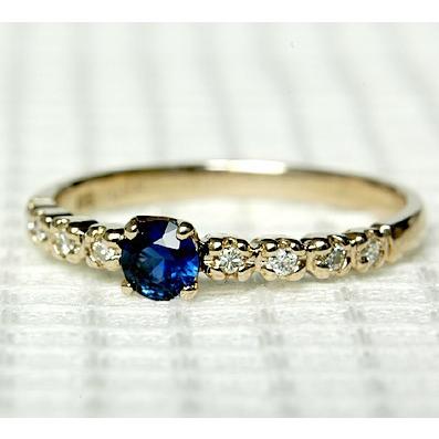 リング レディース 指輪 ブルーサファイア 18金 18k K18 ゴールド 
