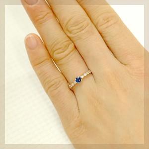 リング レディース 指輪 ブルーサファイア 18金 18k K18 ゴールド 