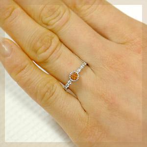 リング サファイア レディース 指輪 18金 18k K18 ゴールド オレンジ サファイア × ダイヤモンド ローズカットの画像