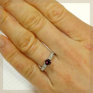 リング ガーネット レディース 指輪 18金 18k K18 ゴールド ロードライトガーネットの画像