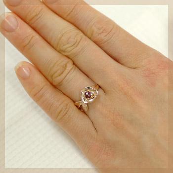 リング ロードライトガーネット ガーネット レディース 指輪 18金 18k K18 ゴールド ローズカット 4mm フラワーの画像