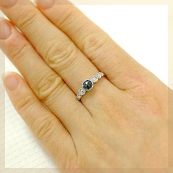 リング トパーズ レディース 指輪 18金 18k K18 ゴールド ロンドンブルートパーズ アンティーク ミル打ちの画像