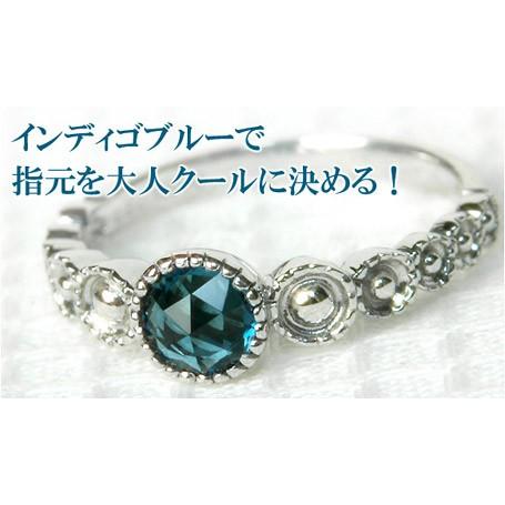 リング トパーズ レディース 指輪 18金 18k K18 ゴールド ロンドンブルートパーズ アンティーク ミル打ちの画像