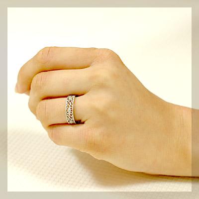 ダイヤモンドリング レディース 指輪 18金 18k K18 ゴールド ダイヤ 0.03ct カラット ミル打ち フィオーレの画像