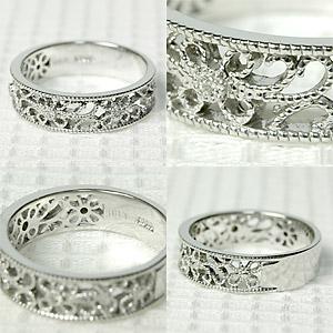 ダイヤモンドリング レディース 指輪 18金 18k K18 ゴールド ダイヤ 0.03ct カラット ミル打ち フィオーレの画像