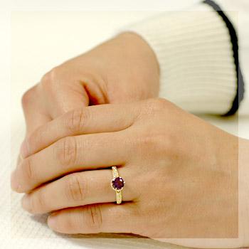 リング アメジスト レディース 指輪 18金 18k K18 ゴールド ダイヤモンド エレガンスの画像