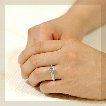 リング アクアマリン レディース 指輪 18金 18k K18 ゴールド サンタマリアアフリカーナアクアマリン × ダイヤモンド エレガンスの画像