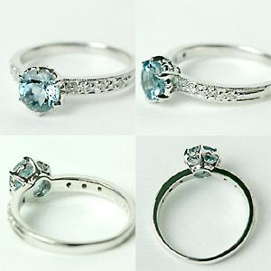 リング アクアマリン レディース 指輪 18金 18k K18 ゴールド サンタマリアアフリカーナアクアマリン × ダイヤモンド エレガンスの画像