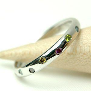 ダイヤモンド リング レディース 指輪 18金 18k K18 ゴールド ダイヤ アミュレット マルチカラー ドッツ 0.14ct カラット | 