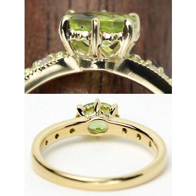 リング ペリドット レディース 指輪 18金 18k K18 ゴールド ダイヤモンド エレガンスの画像