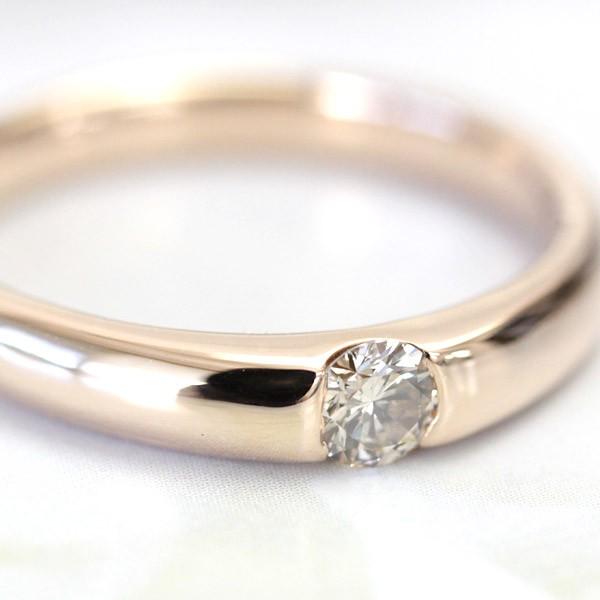 ダイヤモンド リング レディース 指輪 ダイヤ プラチナ pt900 18金 18k K18 ゴールド ブラウンダイヤ 0.15ct ストレートの画像