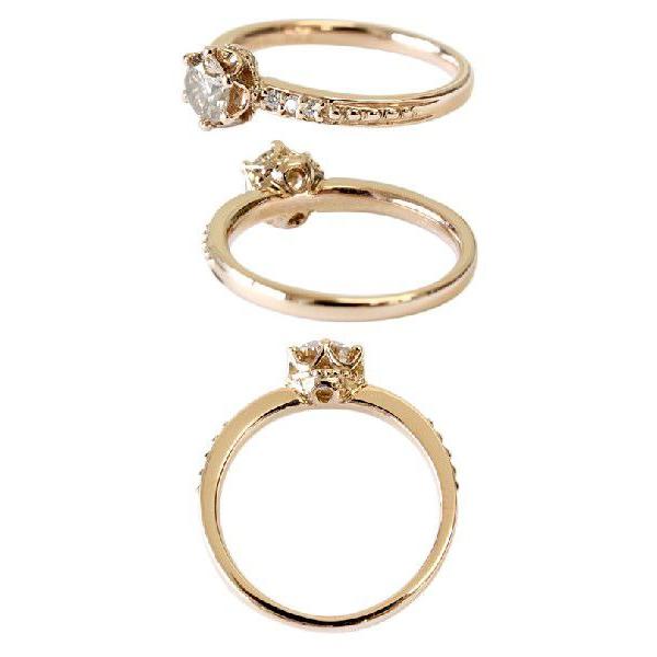 ダイヤモンドリング レディース 指輪 18金 18k K18 ゴールド  ダイヤ 0.5ct カラット シャンパンブラウンダイヤ |  | 02