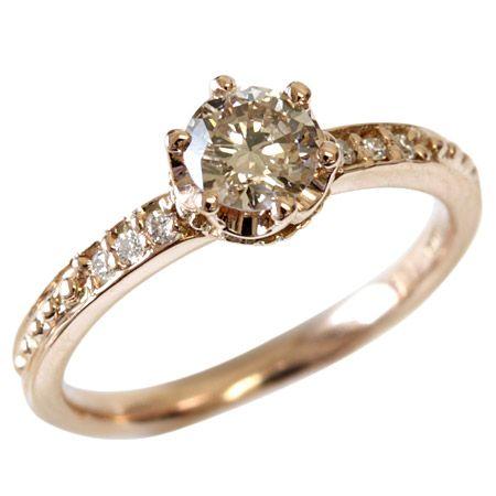 ダイヤモンドリング レディース 指輪 18金 18k K18 ゴールド  ダイヤ 0.5ct カラット シャンパンブラウンダイヤ |  | 03