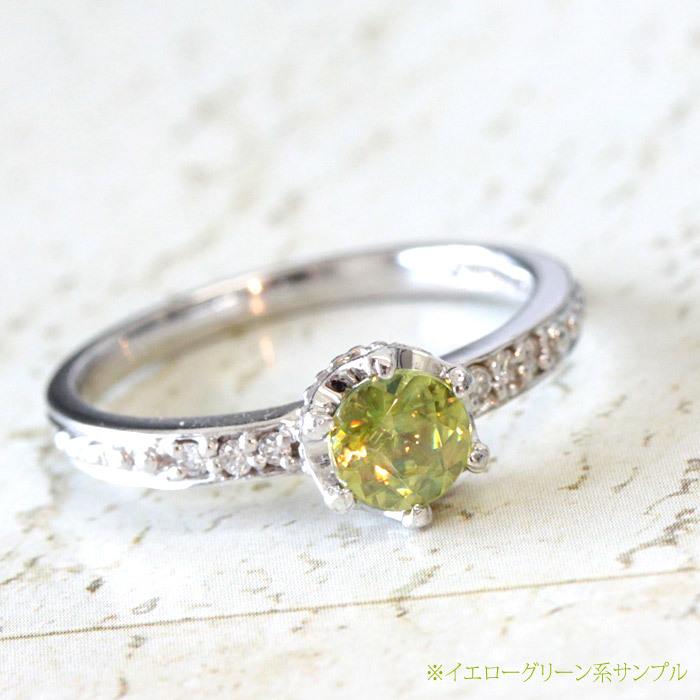 スフェーン ダイヤモンド リング 指輪 18k K18 クラウンデザイン 7月誕生石 ※現在の在庫はイエローグリーン系のルースとなりますの画像