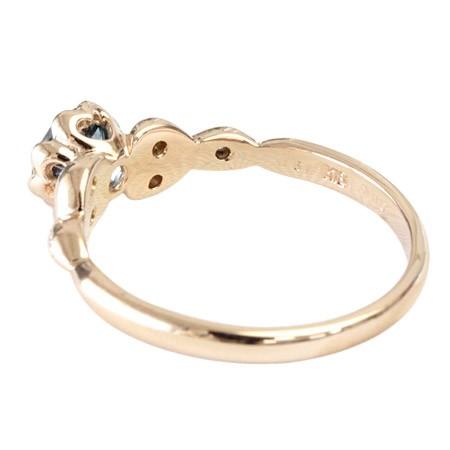 リング レディース 指輪 18金 18k K18 ゴールド トパーズ ロンドンブルー × ダイヤモンド 5.0mm フラワーハートの画像