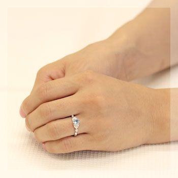 リング アクアマリン レディース 指輪 18金 18k K18 ゴールド サンタマリアアフリカーナアクアマリン ダイヤモンド フラワーハートの画像