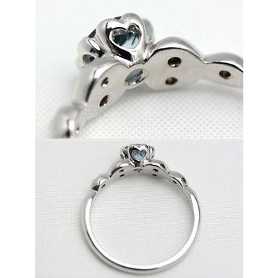 リング アクアマリン レディース 指輪 18金 18k K18 ゴールド サンタマリアアフリカーナアクアマリン ダイヤモンド フラワーハートの画像