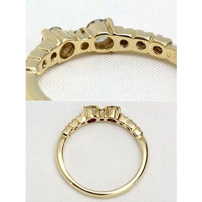 リング レディース 指輪 ダイヤモンド ダイヤ 18金 18k K18 ゴールド 0.25カラット リボン ツインシリーズの画像