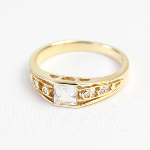 リング レディース 指輪 18金 18k K18 ゴールド ロイヤルブルームーン ダイヤモンド スクエアカットの画像