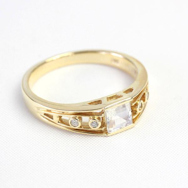 リング レディース 指輪 18金 18k K18 ゴールド ロイヤルブルームーン ダイヤモンド スクエアカットの画像