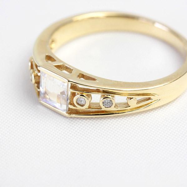 リング レディース 指輪 18金 18k K18 ゴールド ロイヤルブルームーン ダイヤモンド スクエアカットの画像