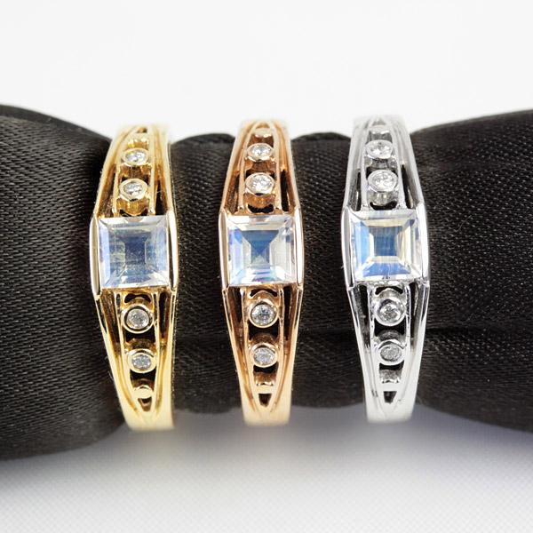 リング レディース 指輪 18金 18k K18 ゴールド ロイヤルブルームーン ダイヤモンド スクエアカットの画像