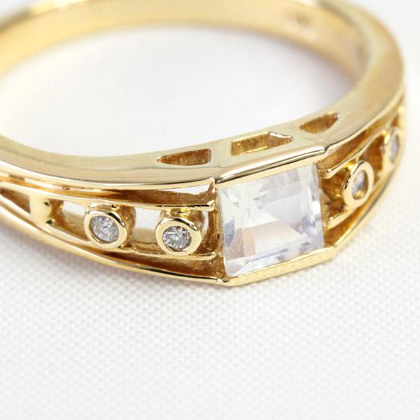 リング レディース 指輪 18金 18k K18 ゴールド ロイヤルブルームーン ダイヤモンド スクエアカットの画像