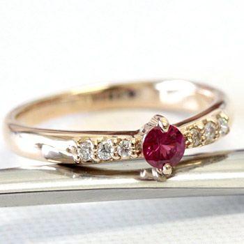 リング レディース 指輪 18金 18k K18 ゴールド ルビー × ダイヤモンド | 