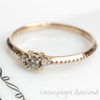 ダイヤモンド リング レディース 指輪 ダイヤ 18金 18k K18 ゴールド ブラウンダイヤ 0.1ct