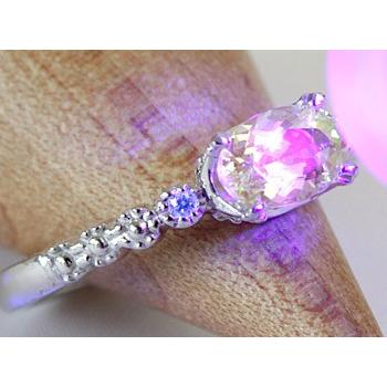 リング ガーネット レディース 指輪 18金 18k K18 ゴールド ダイヤモンド × UVガーネット 4.0mm×6.0mmの画像